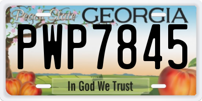 GA license plate PWP7845