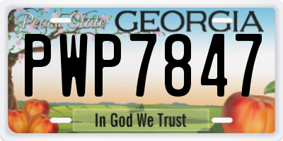 GA license plate PWP7847
