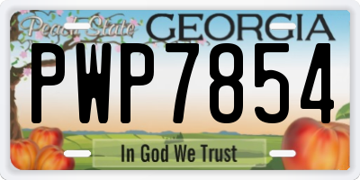 GA license plate PWP7854