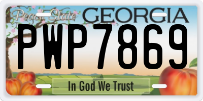 GA license plate PWP7869