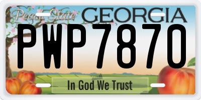 GA license plate PWP7870