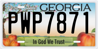 GA license plate PWP7871