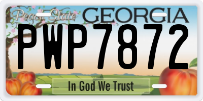 GA license plate PWP7872