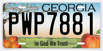 GA license plate PWP7881
