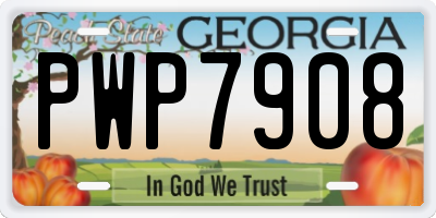 GA license plate PWP7908