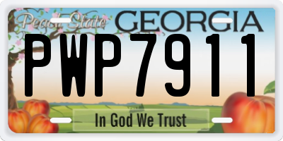 GA license plate PWP7911