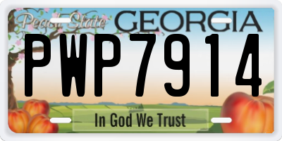 GA license plate PWP7914