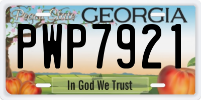 GA license plate PWP7921