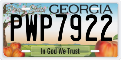 GA license plate PWP7922