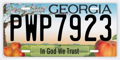GA license plate PWP7923