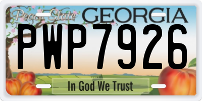 GA license plate PWP7926