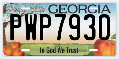 GA license plate PWP7930