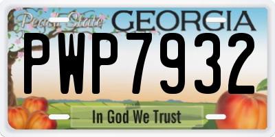 GA license plate PWP7932