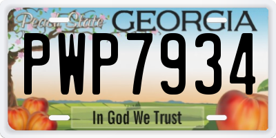 GA license plate PWP7934