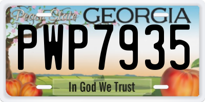 GA license plate PWP7935
