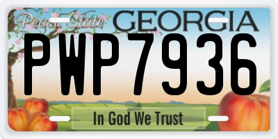GA license plate PWP7936