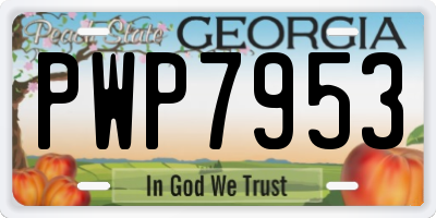 GA license plate PWP7953