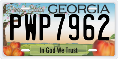 GA license plate PWP7962