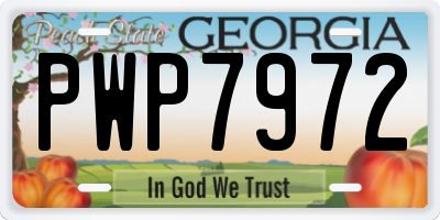 GA license plate PWP7972