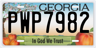 GA license plate PWP7982