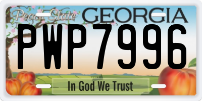 GA license plate PWP7996