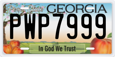 GA license plate PWP7999