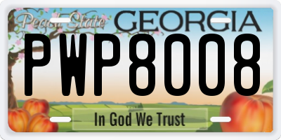 GA license plate PWP8008