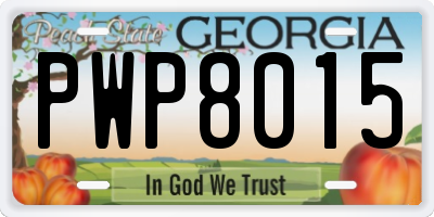 GA license plate PWP8015