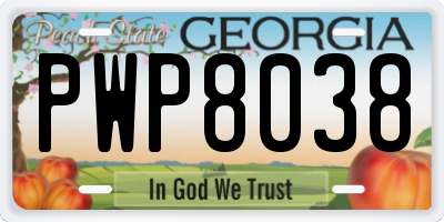 GA license plate PWP8038