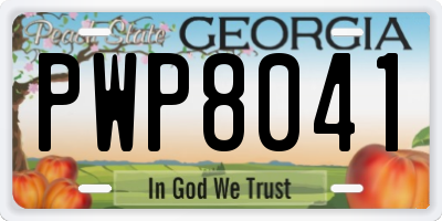 GA license plate PWP8041
