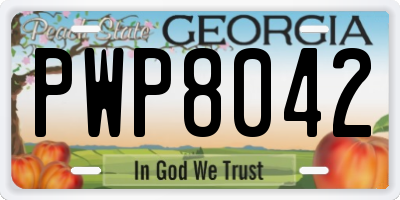 GA license plate PWP8042