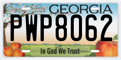 GA license plate PWP8062