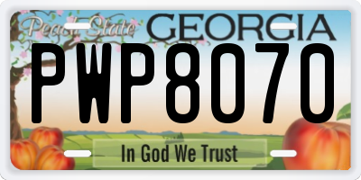 GA license plate PWP8070