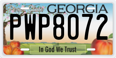 GA license plate PWP8072