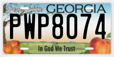 GA license plate PWP8074
