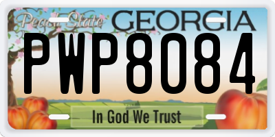 GA license plate PWP8084