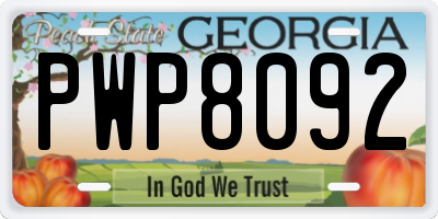 GA license plate PWP8092