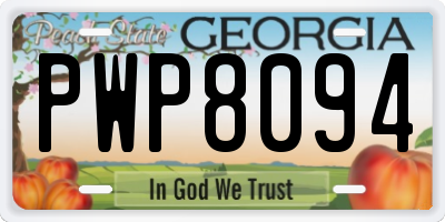 GA license plate PWP8094