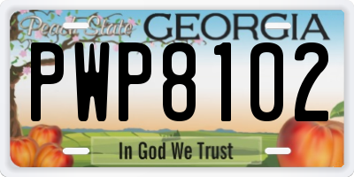 GA license plate PWP8102