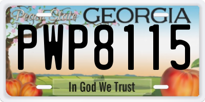 GA license plate PWP8115