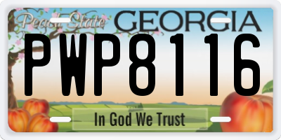 GA license plate PWP8116