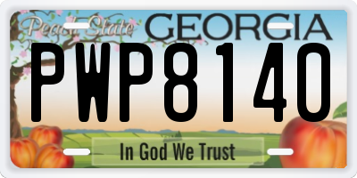 GA license plate PWP8140