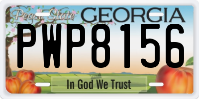 GA license plate PWP8156
