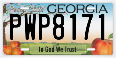 GA license plate PWP8171