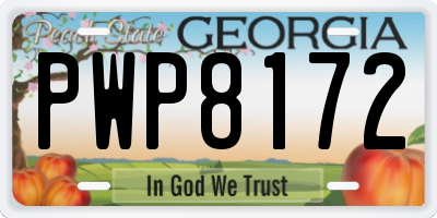 GA license plate PWP8172