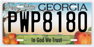 GA license plate PWP8180
