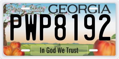 GA license plate PWP8192