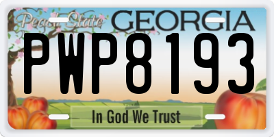 GA license plate PWP8193