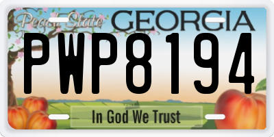 GA license plate PWP8194