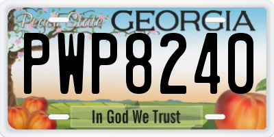 GA license plate PWP8240